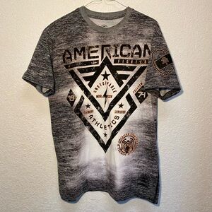 American Fighter T-Shirt Men’s L Grey & White Short Sleeve Unstoppable Tee Shirt